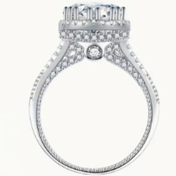 2 Carat Round Moissanite Crown Ring - Luxurious Fashion Ring with 925S Size 8 - Picture 3 of 6